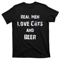 Funny Cat Shirt: Real Love Cats And Beer Gift T-Shirt