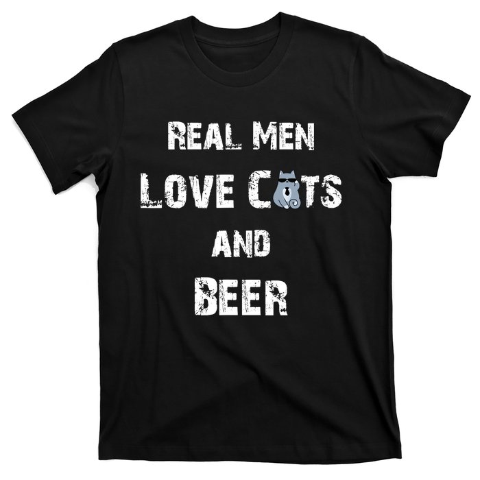 Funny Cat Shirt: Real Love Cats And Beer Gift T-Shirt