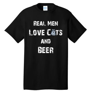 Funny Cat Shirt: Real Love Cats And Beer Gift Tall T-Shirt