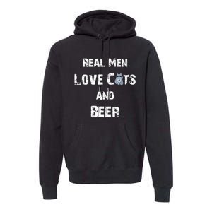 Funny Cat Shirt: Real Love Cats And Beer Gift Premium Hoodie