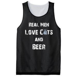 Funny Cat Shirt: Real Love Cats And Beer Gift Mesh Reversible Basketball Jersey Tank