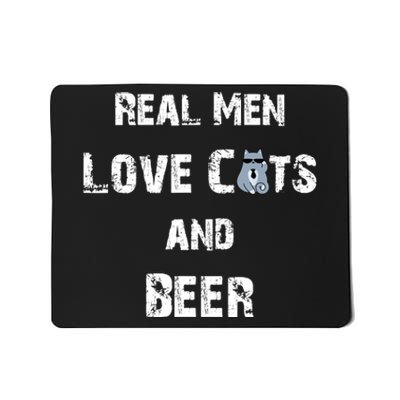 Funny Cat Shirt: Real Love Cats And Beer Gift Mousepad