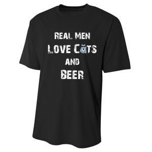 Funny Cat Shirt: Real Love Cats And Beer Gift Performance Sprint T-Shirt