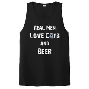 Funny Cat Shirt: Real Love Cats And Beer Gift PosiCharge Competitor Tank