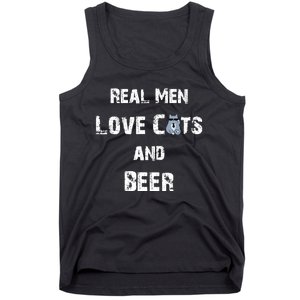 Funny Cat Shirt: Real Love Cats And Beer Gift Tank Top