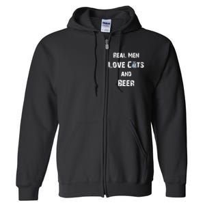 Funny Cat Shirt: Real Love Cats And Beer Gift Full Zip Hoodie