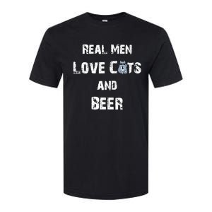 Funny Cat Shirt: Real Love Cats And Beer Gift Softstyle CVC T-Shirt