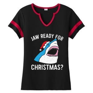 Funny Christmas Shark Meaningful Gift Jaw Ready Santa Gift Ladies Halftime Notch Neck Tee