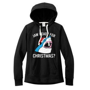 Funny Christmas Shark Meaningful Gift Jaw Ready Santa Gift Women's Fleece Hoodie