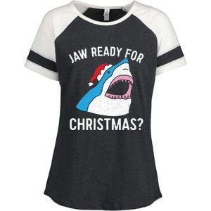 Funny Christmas Shark Meaningful Gift Jaw Ready Santa Gift Enza Ladies Jersey Colorblock Tee