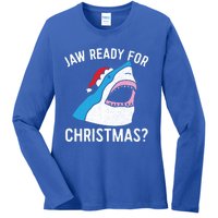 Funny Christmas Shark Meaningful Gift Jaw Ready Santa Gift Ladies Long Sleeve Shirt