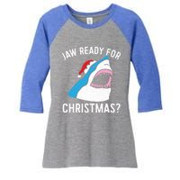 Funny Christmas Shark Meaningful Gift Jaw Ready Santa Gift Women's Tri-Blend 3/4-Sleeve Raglan Shirt