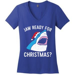 Funny Christmas Shark Meaningful Gift Jaw Ready Santa Gift Women's V-Neck T-Shirt