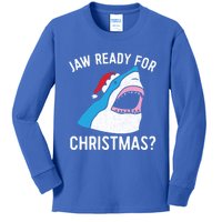 Funny Christmas Shark Meaningful Gift Jaw Ready Santa Gift Kids Long Sleeve Shirt