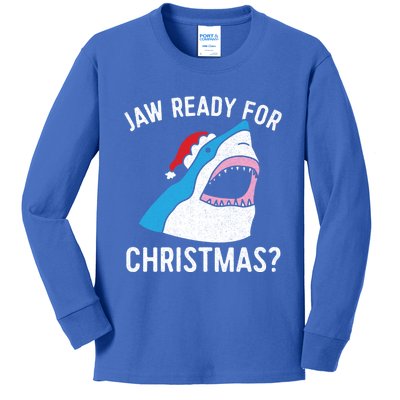 Funny Christmas Shark Meaningful Gift Jaw Ready Santa Gift Kids Long Sleeve Shirt