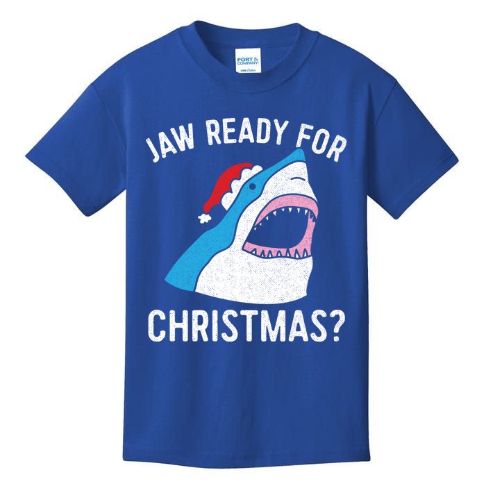 Funny Christmas Shark Meaningful Gift Jaw Ready Santa Gift Kids T-Shirt