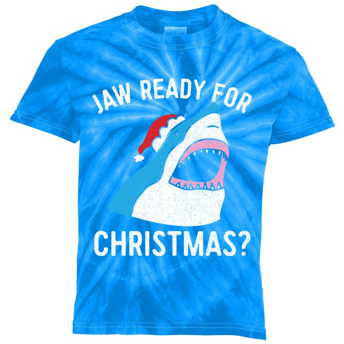 Funny Christmas Shark Meaningful Gift Jaw Ready Santa Gift Kids Tie-Dye T-Shirt