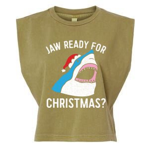 Funny Christmas Shark Meaningful Gift Jaw Ready Santa Gift Garment-Dyed Women's Muscle Tee