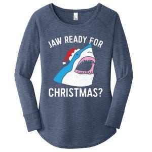 Funny Christmas Shark Meaningful Gift Jaw Ready Santa Gift Women's Perfect Tri Tunic Long Sleeve Shirt