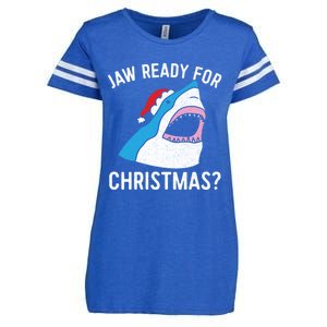 Funny Christmas Shark Meaningful Gift Jaw Ready Santa Gift Enza Ladies Jersey Football T-Shirt