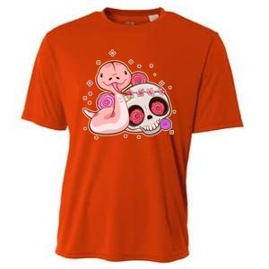 Funny Cute Snake and Flower Skull Cooling Performance Crew T-Shirt