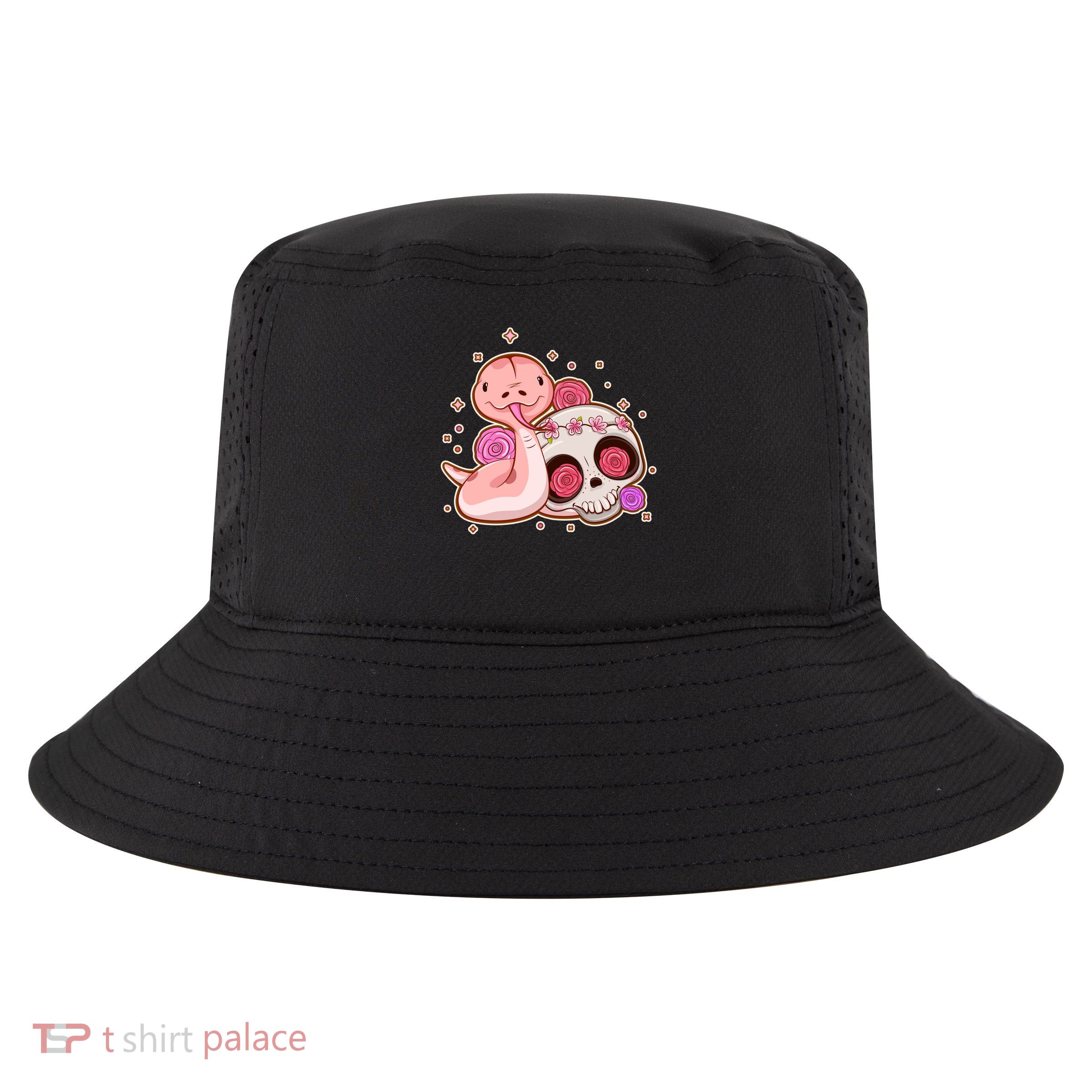 Funny Cute Snake and Flower Skull Cool Comfort Performance Bucket Hat