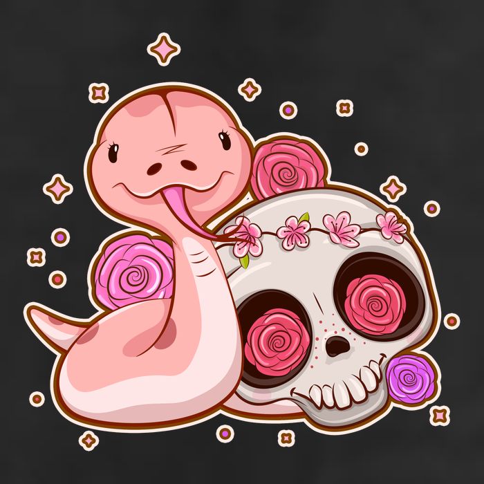 Funny Cute Snake and Flower Skull Cool Comfort Performance Bucket Hat