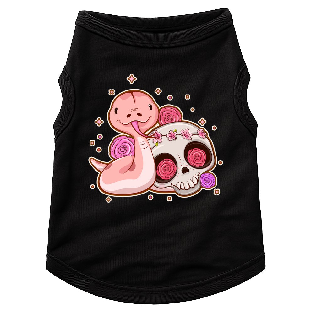 Funny Cute Snake and Flower Skull Doggie Tank