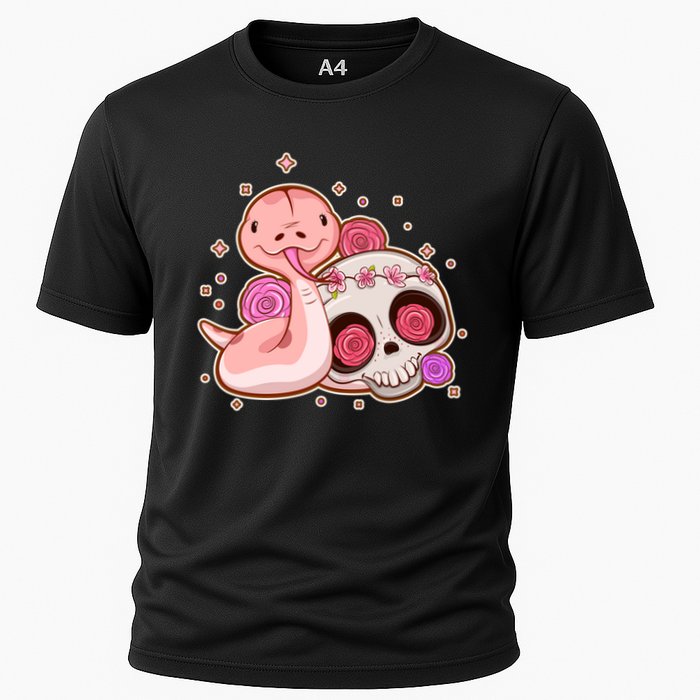 Funny Cute Snake and Flower Skull Cooling Performance Crew T-Shirt