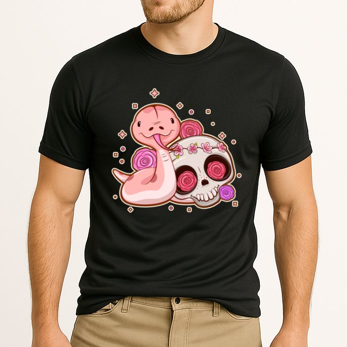 Funny Cute Snake and Flower Skull Cooling Performance Crew T-Shirt