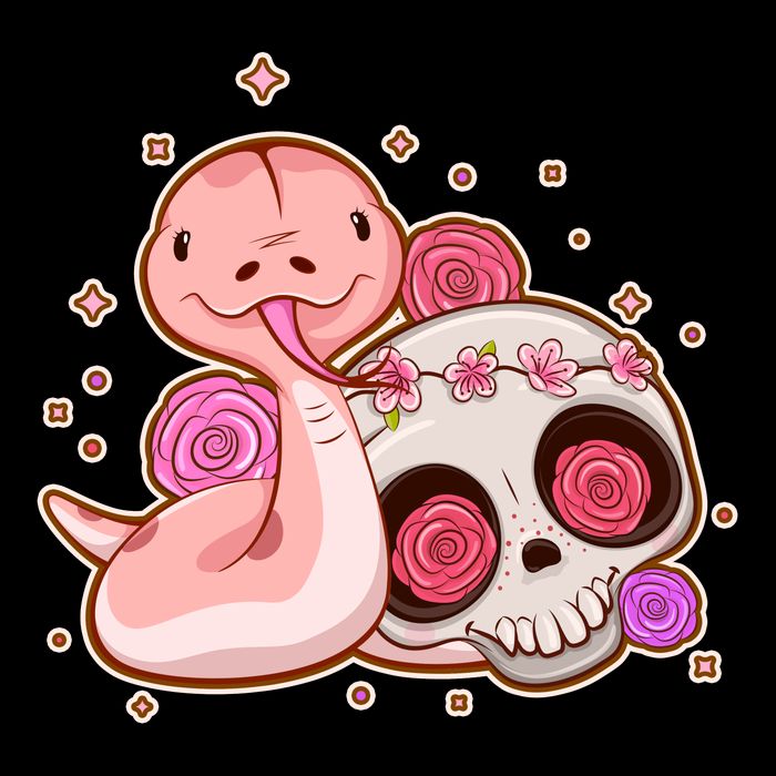 Funny Cute Snake and Flower Skull Cooling Performance Crew T-Shirt