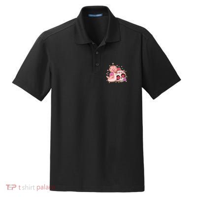 Funny Cute Snake and Flower Skull Dry Zone Grid Polo
