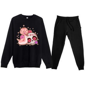 Funny Cute Snake and Flower Skull Premium Crewneck Sweatsuit Set