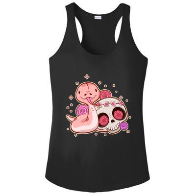 Funny Cute Snake and Flower Skull Ladies PosiCharge Competitor Racerback Tank