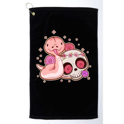 Funny Cute Snake and Flower Skull Golf Towel