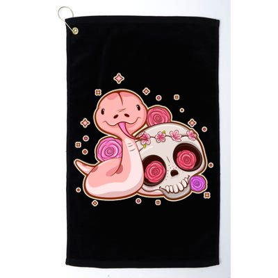 Funny Cute Snake and Flower Skull Platinum Collection Golf Towel