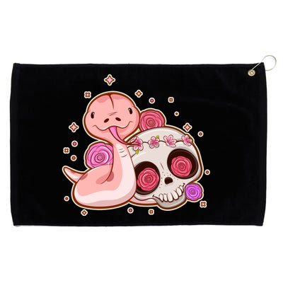 Funny Cute Snake and Flower Skull Grommeted Golf Towel