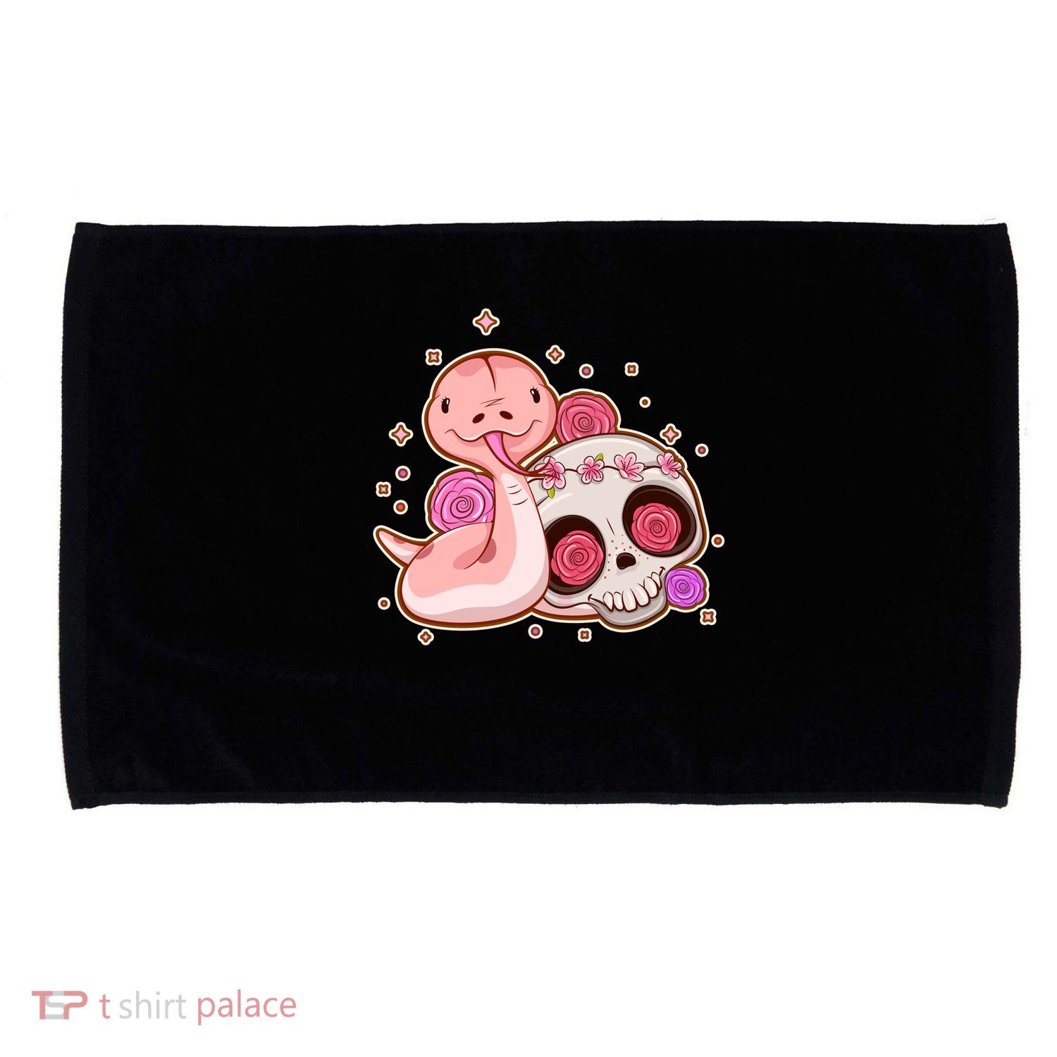 Funny Cute Snake and Flower Skull Microfiber Hand Towel