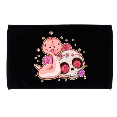 Funny Cute Snake and Flower Skull Microfiber Hand Towel