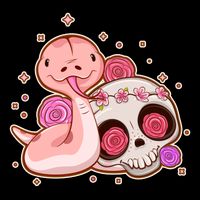 Funny Cute Snake and Flower Skull Cropped Pullover Crew