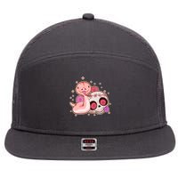 Funny Cute Snake and Flower Skull 7 Panel Mesh Trucker Snapback Hat