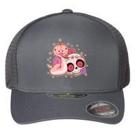 Funny Cute Snake and Flower Skull Flexfit Unipanel Trucker Cap