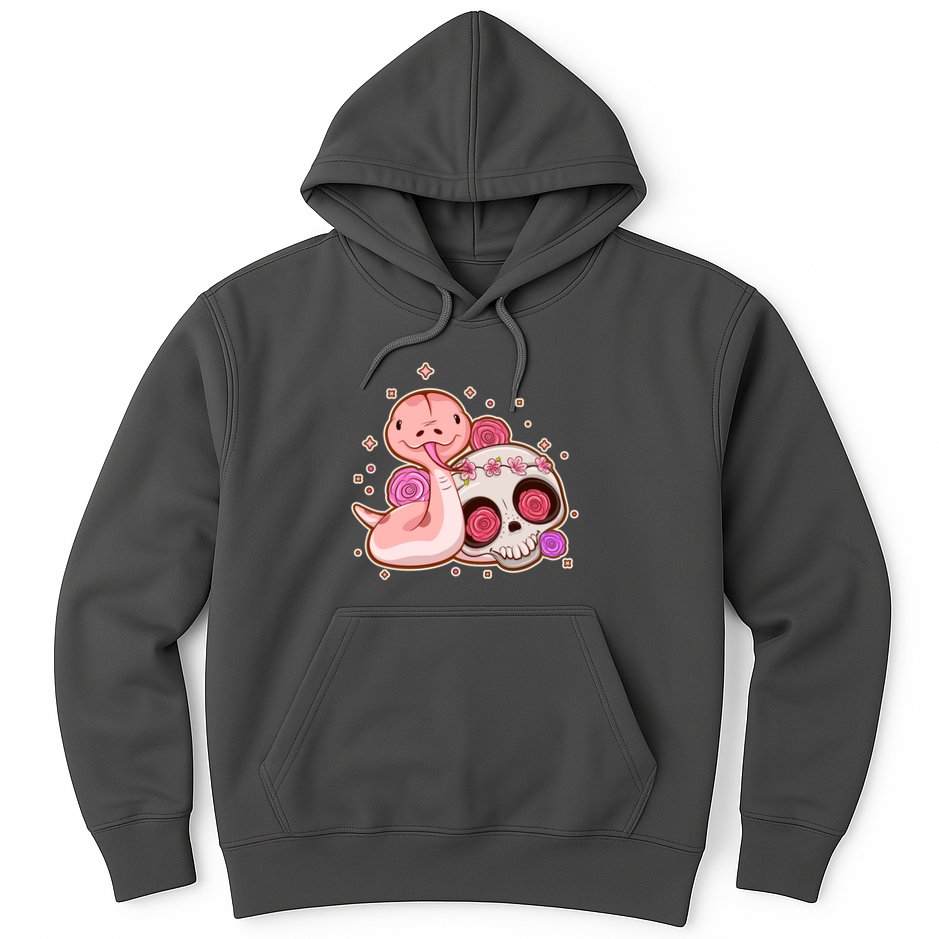 Funny Cute Snake and Flower Skull Hoodie
