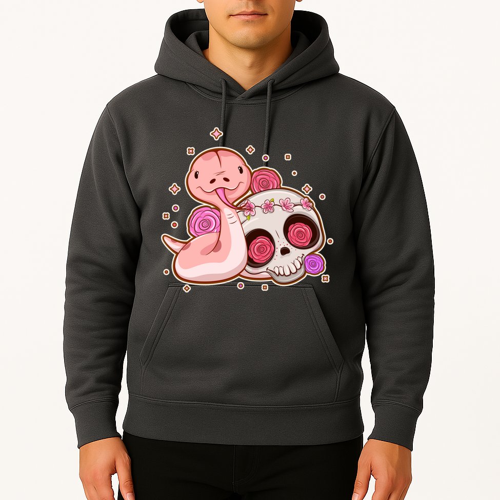 Funny Cute Snake and Flower Skull Hoodie