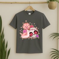 Funny Cute Snake and Flower Skull T-Shirt