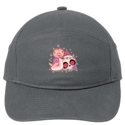 Funny Cute Snake and Flower Skull 7-Panel Snapback Hat