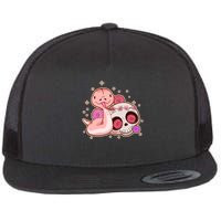 Funny Cute Snake and Flower Skull Flatbill Hat