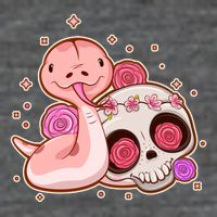 Funny Cute Snake and Flower Skull Flatbill Hat