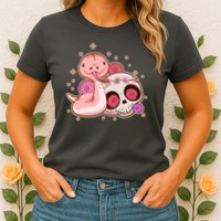 Funny Cute Snake and Flower Skull Womens T-Shirt