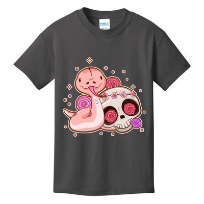 Funny Cute Snake and Flower Skull Kids T-Shirt